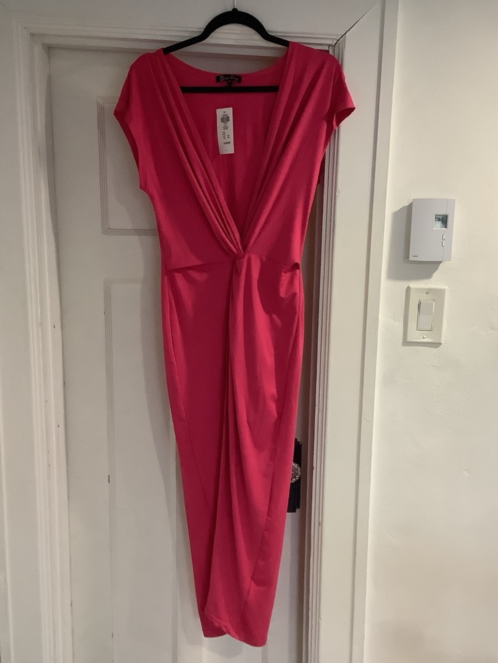 Twist-Front Maxi Dress in Bright Pink